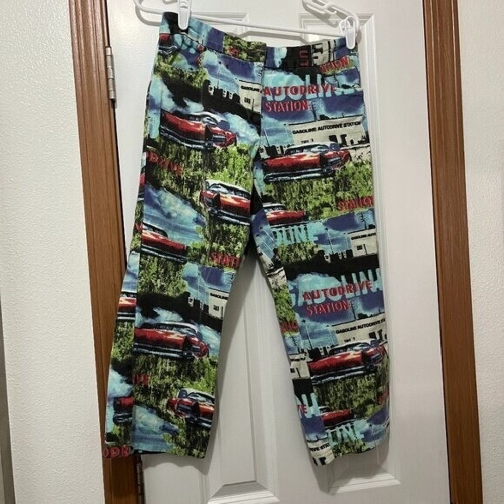 Bliss Vintage Capri Pants Gasoline Print Christmas Golf USA Made Size 8